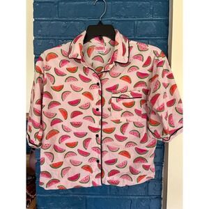 Kate Spade New York Watermelon Print Pajama Top Button Down Shirt‎